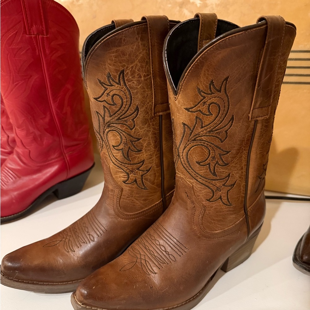Brown Leather sterling river Cowboy Boots